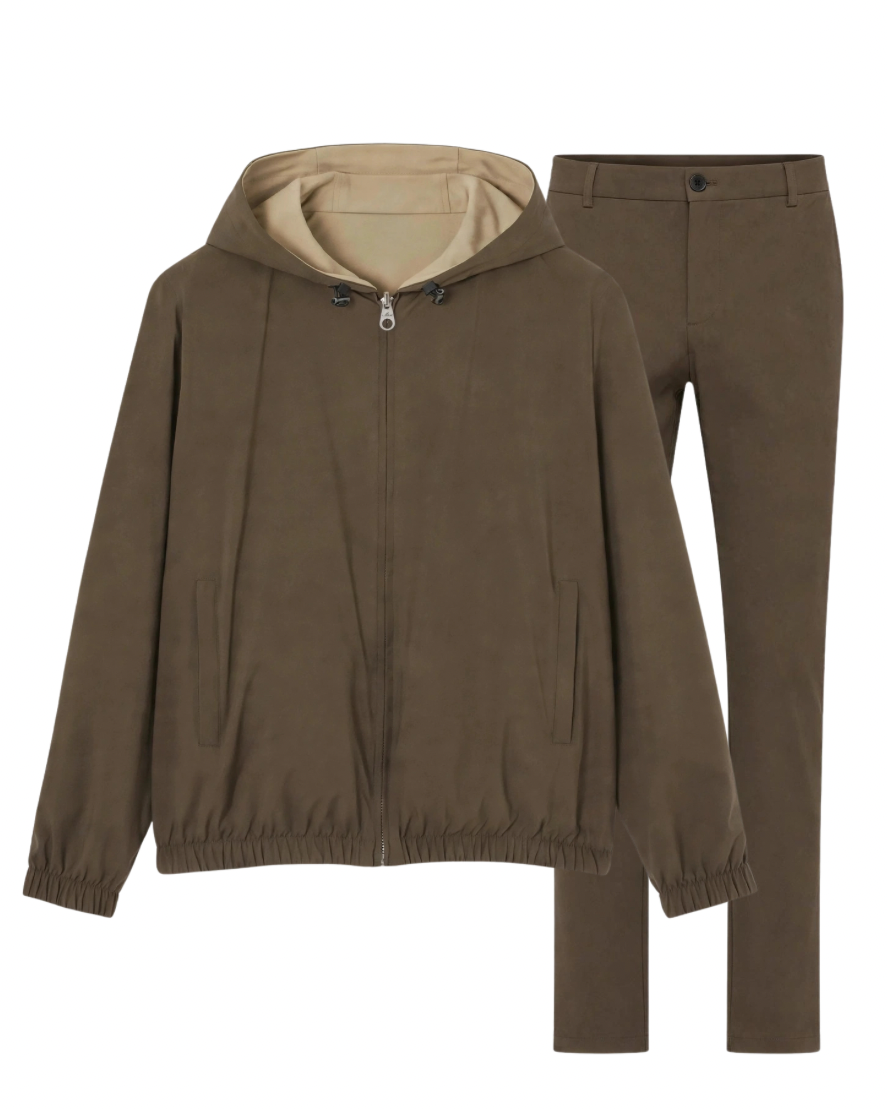 Mosé Taupe Zip Hoodie Tracksuit
